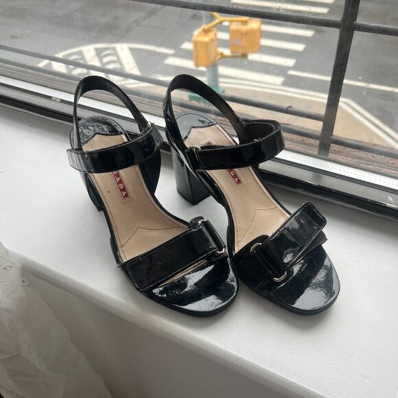 Prada Patent Leather Heeled Sandals | Size US 7 / EU 37 - Picture 2 of 16